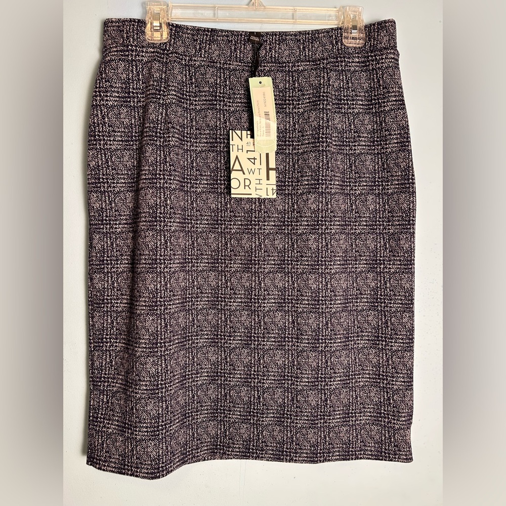 41 Hawthorn Kora Knit Jacquard Pencil Skirt Womens L Stretch Lined Career Office